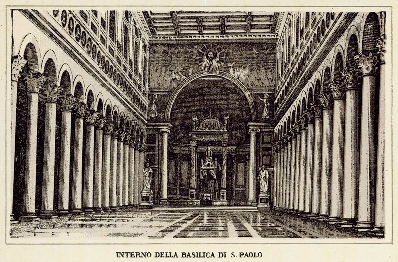 Rom: Interiør af Basilica of St. Paul (litho) af Italian School