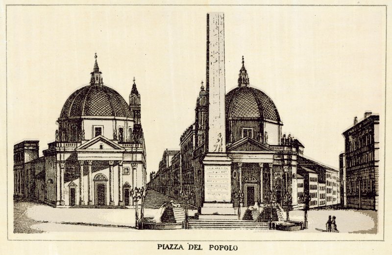 Rom: Piazza Del Popolo (litho) af Italian School