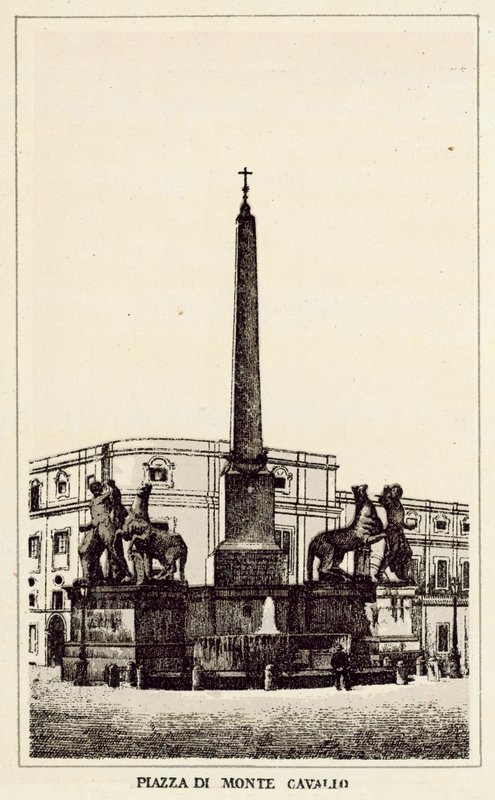 Rom: Monte Cavallo-pladsen (litho) af Italian School