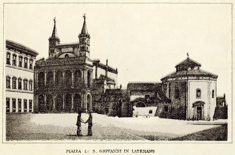 Rom: Piazza Di S Giovanni Laterano (litho) af Italian School