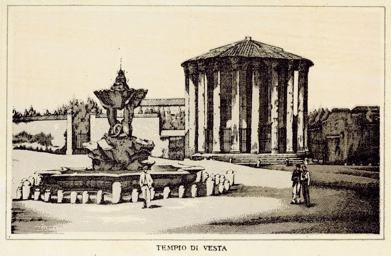 Rom: Vestas tempel (litho) af Italian School