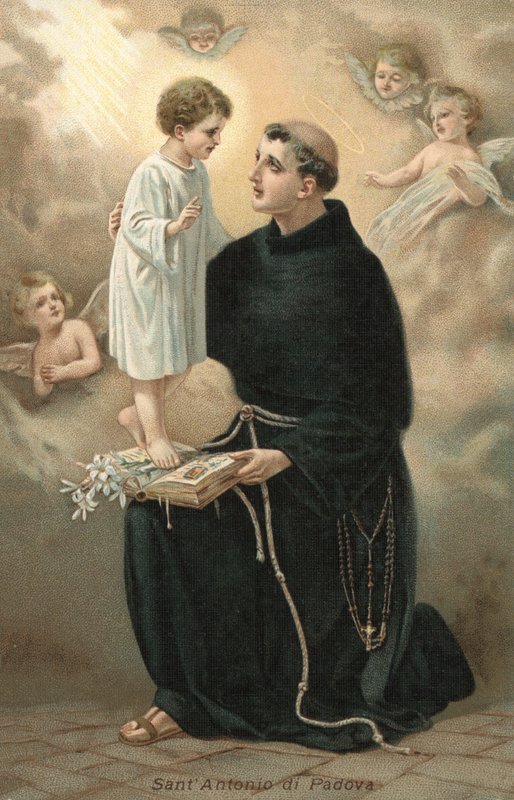 Sankt Antonius af Padua (farvelitografi) af Italian School