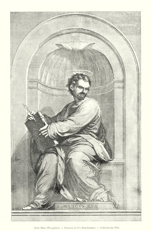 Sankt Markus evangelisten, Panel af Fra Bartolommeo, Pitti Collection (gravering) af Italian School