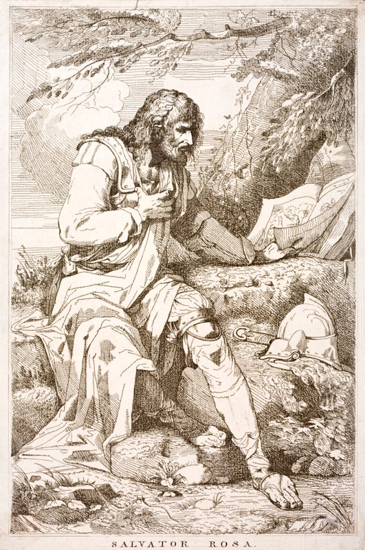 Salvator Rosa, italiensk barokmaler, digter og grafiker (gravering) af Italian School