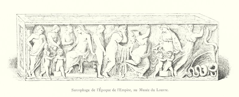 Sarkofag fra imperiets tid, på Louvre-museet (gravering) af Italian School