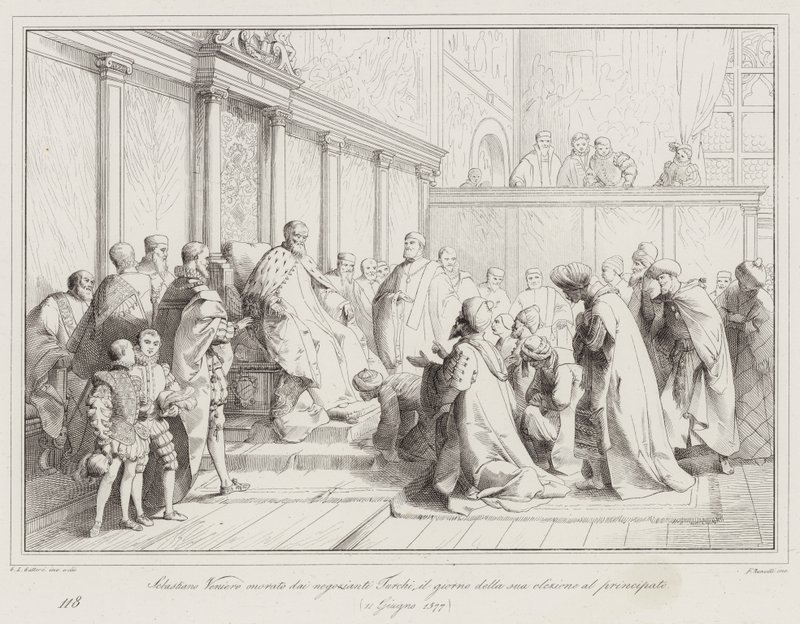 Sebastiano Veniero hædret af tyrkiske butiksejere på dagen for hans valg til fyrstedømmet af Italian School