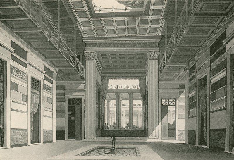 Cassia-husets atrium, som det var (dybtryk) af Italian School