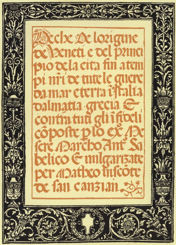 Marco Antonio Sabellicos krønike af Italian School