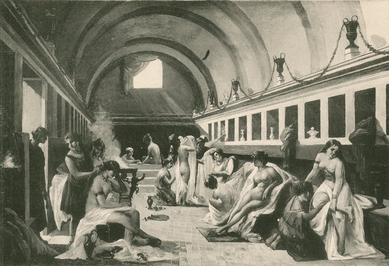 Frigidarium for kvinder i Stabian-badene, som det var (dybtryk) af Italian School