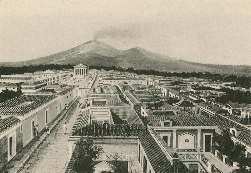 Panoramaet af Pompeji, som det var (dybtryk) af Italian School