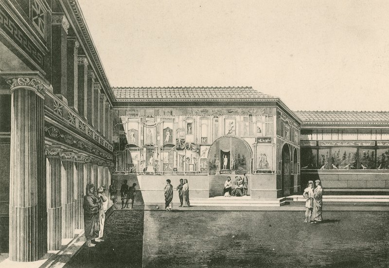 The Stabian Baths - Stukkens gårdhave, som det var (dybtryk) af Italian School