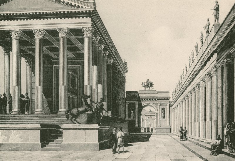 Joves tempel og Neros bue, som de var (dybtryk) af Italian School