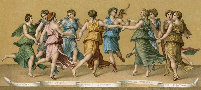 Apollons dans med muserne af Italian School