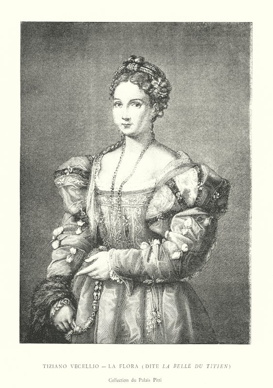 Tiziano Vecellio, La Flora, Dite La Belle du Titien, Collection du Palais Pitti (gravering) af Italian School