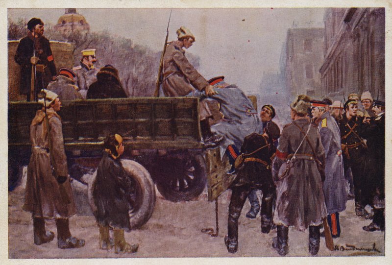 Arrestation af russiske generaler under februarrevolutionen i 1917 af Ivan Alexeyevich (after) Vladimirov