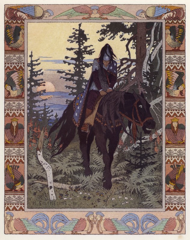 Illustration til Vassilisa The Beautiful (farve litho) af Ivan Yakovlevich Bilibin