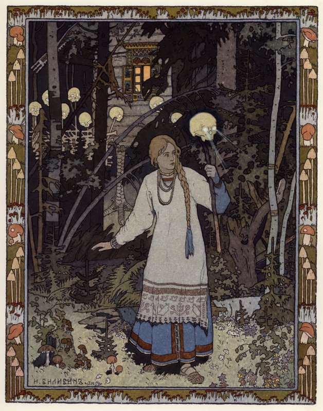 Illustration til Vassilisa The Beautiful (farve litho) af Ivan Yakovlevich Bilibin