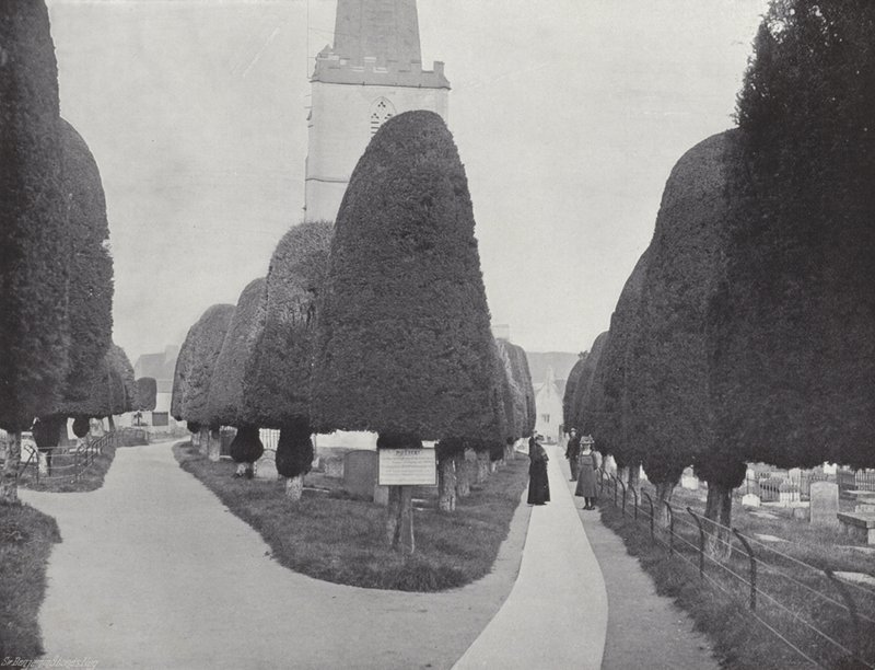 Klipning af kirken, Painswick kirkegård af J. Benjamin Stone