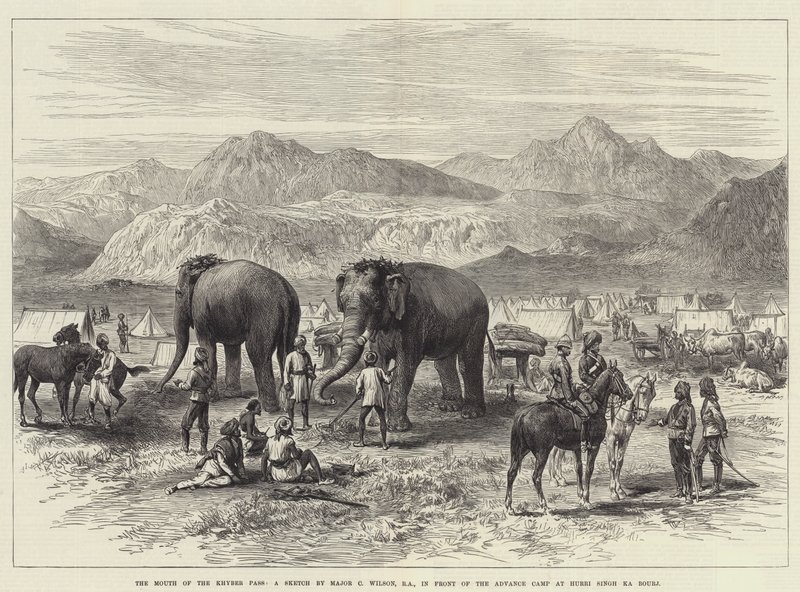 The Mouth of the Khyber Pass, foran Advance Camp ved Hurri Singh Ka Bourj af J.C. Wilson