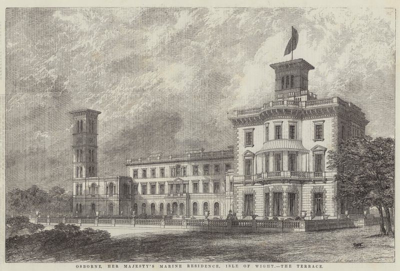 Osborne, Hendes Majestæts marineresidens, Isle of Wight, terrassen af J.L. Williams