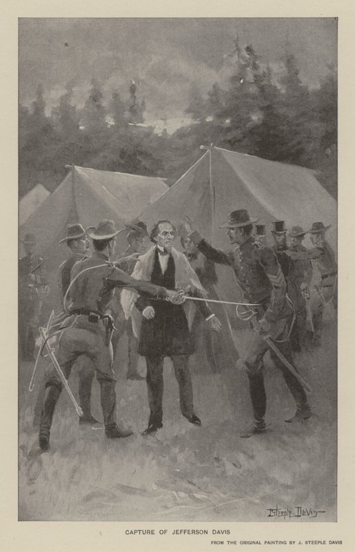 Fangst af Jefferson Davis (litho) af J. (after) Steeple Davis