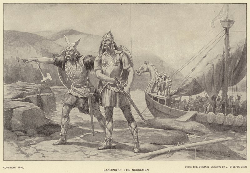 Nordboernes landgang (litho) af J. (after) Steeple Davis