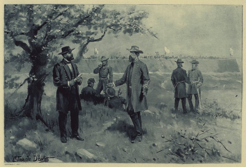 Overgivelse af Pemberton til Grant (litho) af J. (after) Steeple Davis