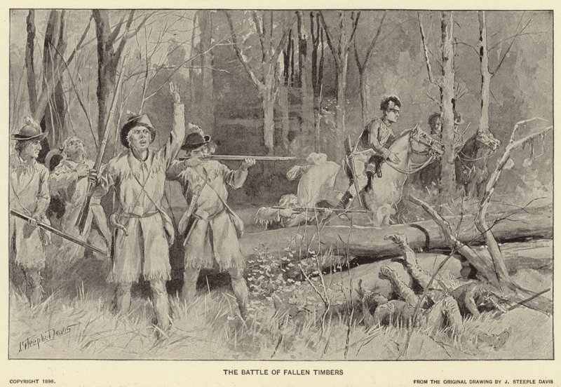 Slaget om faldne tømmer (litho) af J. (after) Steeple Davis