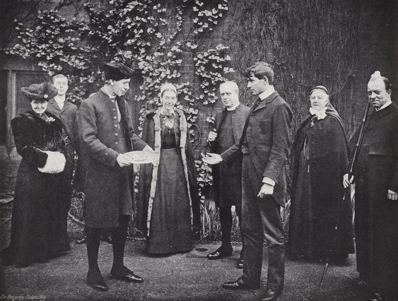 Pandekagekastning på Westminster School, Victor modtager sit Guinea af J. Benjamin Stone