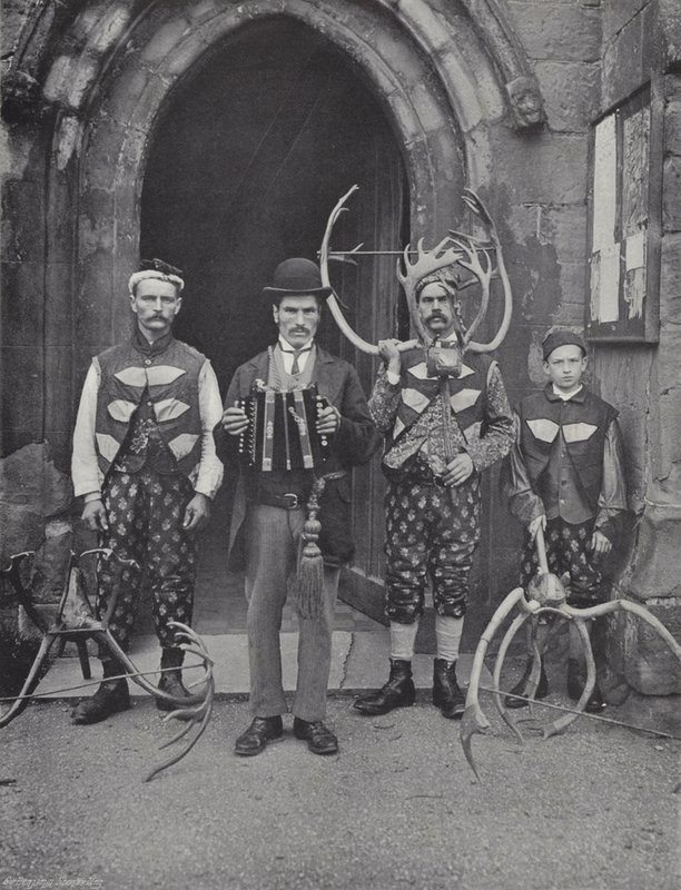 The Horn Dance, Abbots Bromley, Fire af Performers af J. Benjamin Stone
