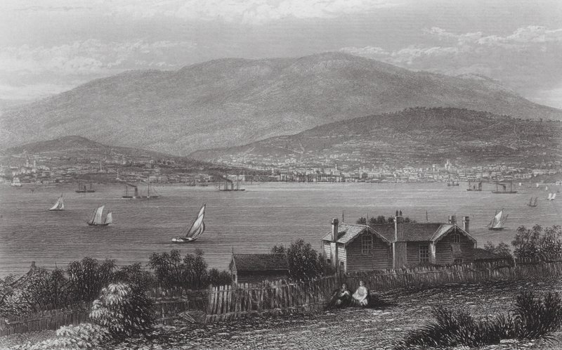 Australien: Hobart Town, Tasmanien (kobberstik) af J. C. Armytage