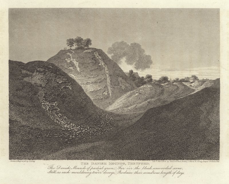 Robert Bloomfield, digter: The Danish Mounds, Thetford (gravering) af J. Greig