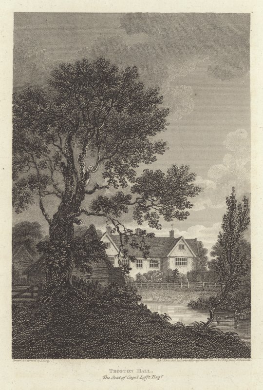 Robert Bloomfield, digter: Troston Hall, sæde for Capel Lofft Esquire (gravering) af J. Greig