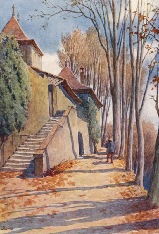 Chateau de Prangins (farvelitografi) af J. Hardwicke Lewis