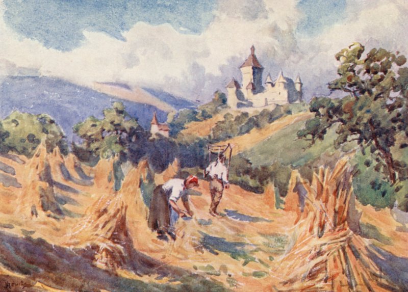 Chateau de Vufflens, over Lausanne (farvelitografi) af J. Hardwicke Lewis