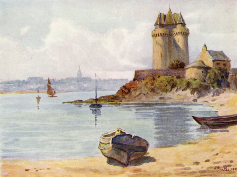 La Tour Solidor, St. Servan (farve litho) af J. Hardwicke Lewis