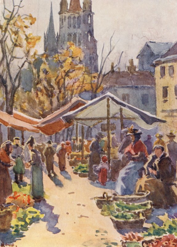 Markedspladsen, Lausanne (farvelitografi) af J. Hardwicke Lewis