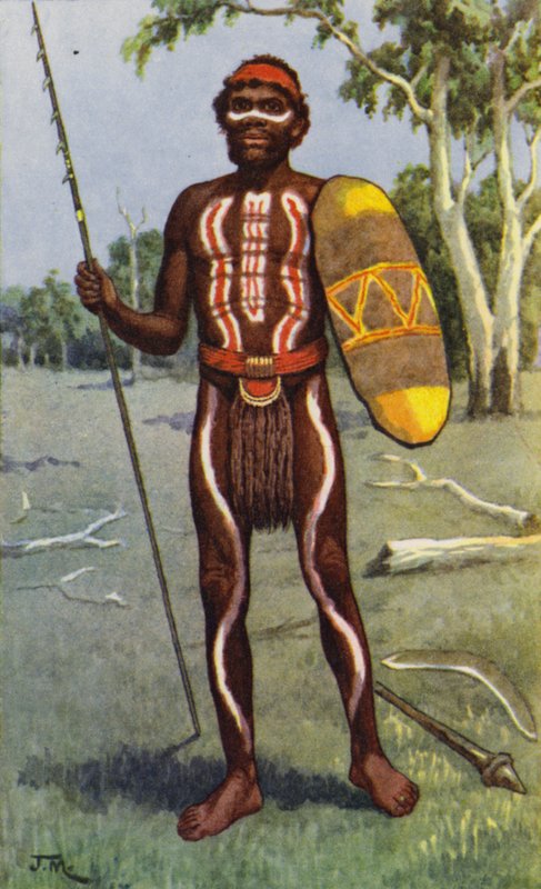 australsk aboriginal (farve litho) af J. Macfarlane