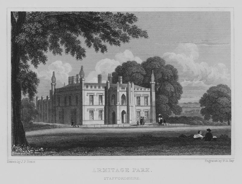 Armitage Park, Staffordshire (gravering) af John Preston Neale