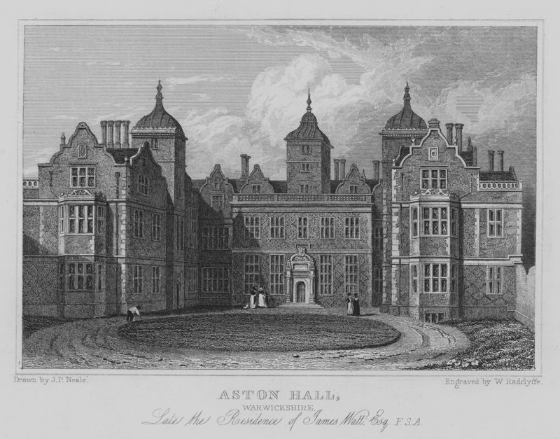 Aston Hall, Warwickshire, Late the Residence of James Watt, Esquire, FSA (gravering) af John Preston Neale