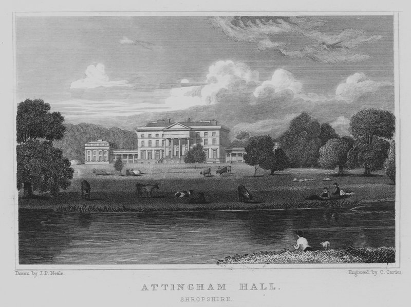 Attingham Hall, Shropshire (gravering) af John Preston Neale