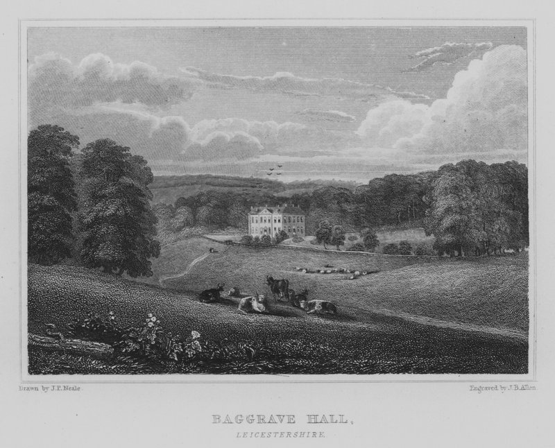 Baggrave Hall, Leicestershire (gravering) af John Preston Neale