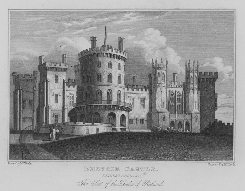 Belvoir Castle, Leicestershire; Sædet for hertugen af Rutland (gravering) af John Preston Neale