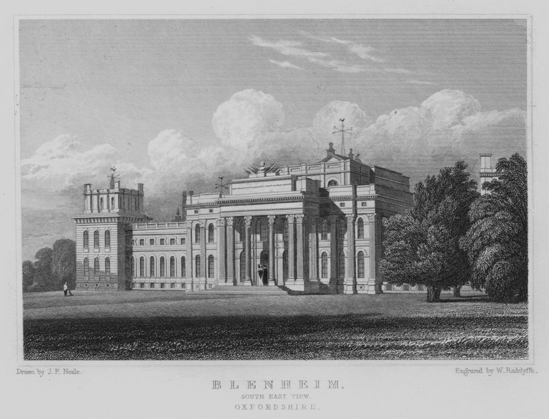 Blenheim, South East View, Oxfordshire (gravering) af John Preston Neale