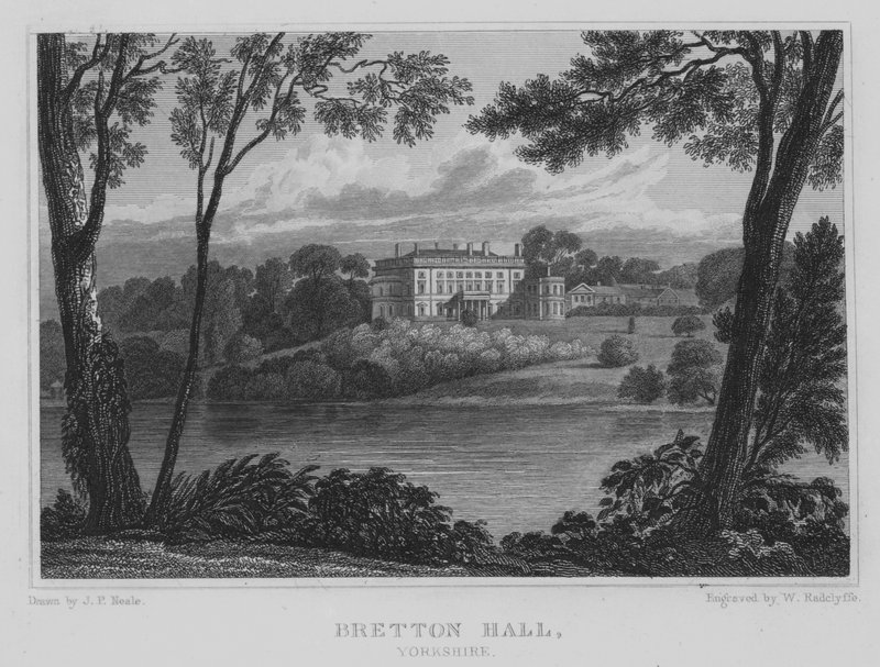 Bretton Hall, Yorkshire (gravering) af John Preston Neale