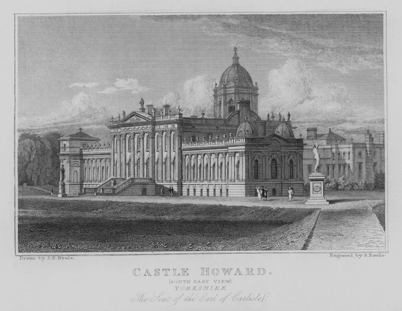 Castle Howard, South East View, Yorkshire, sædet for jarlen af Carlisle (gravering) af John Preston Neale
