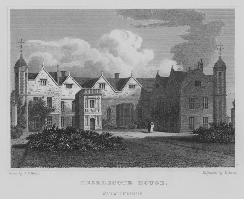 Charlecote House, Warwickshire (gravering) af John Preston Neale