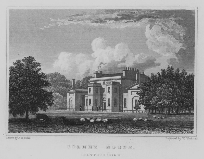 Colney House, Hertfordshire (gravering) af John Preston Neale