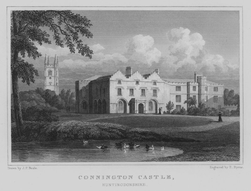 Connington Castle, Huntingdonshire (gravering) af John Preston Neale
