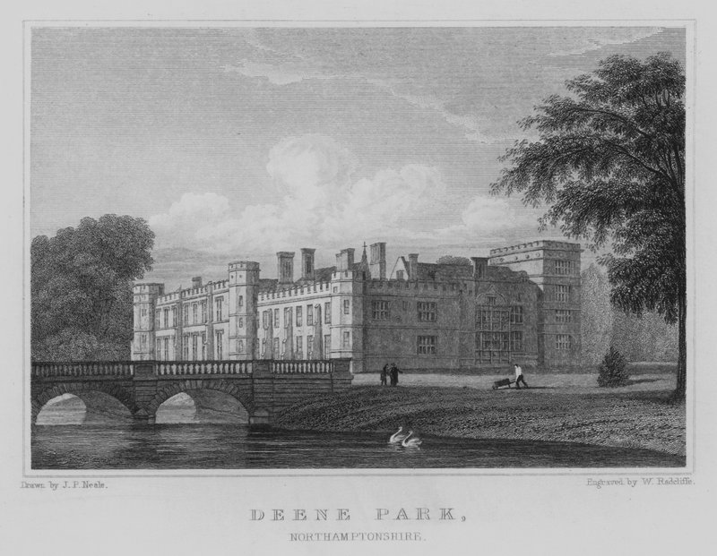 Deene Park, Northamptonshire (gravering) af John Preston Neale